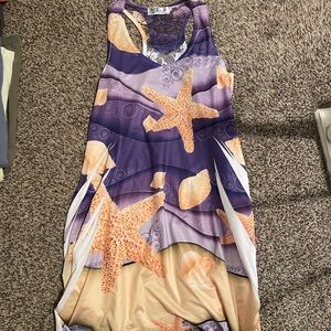 India Boutique Purple and Orange Starfish Midi Dress